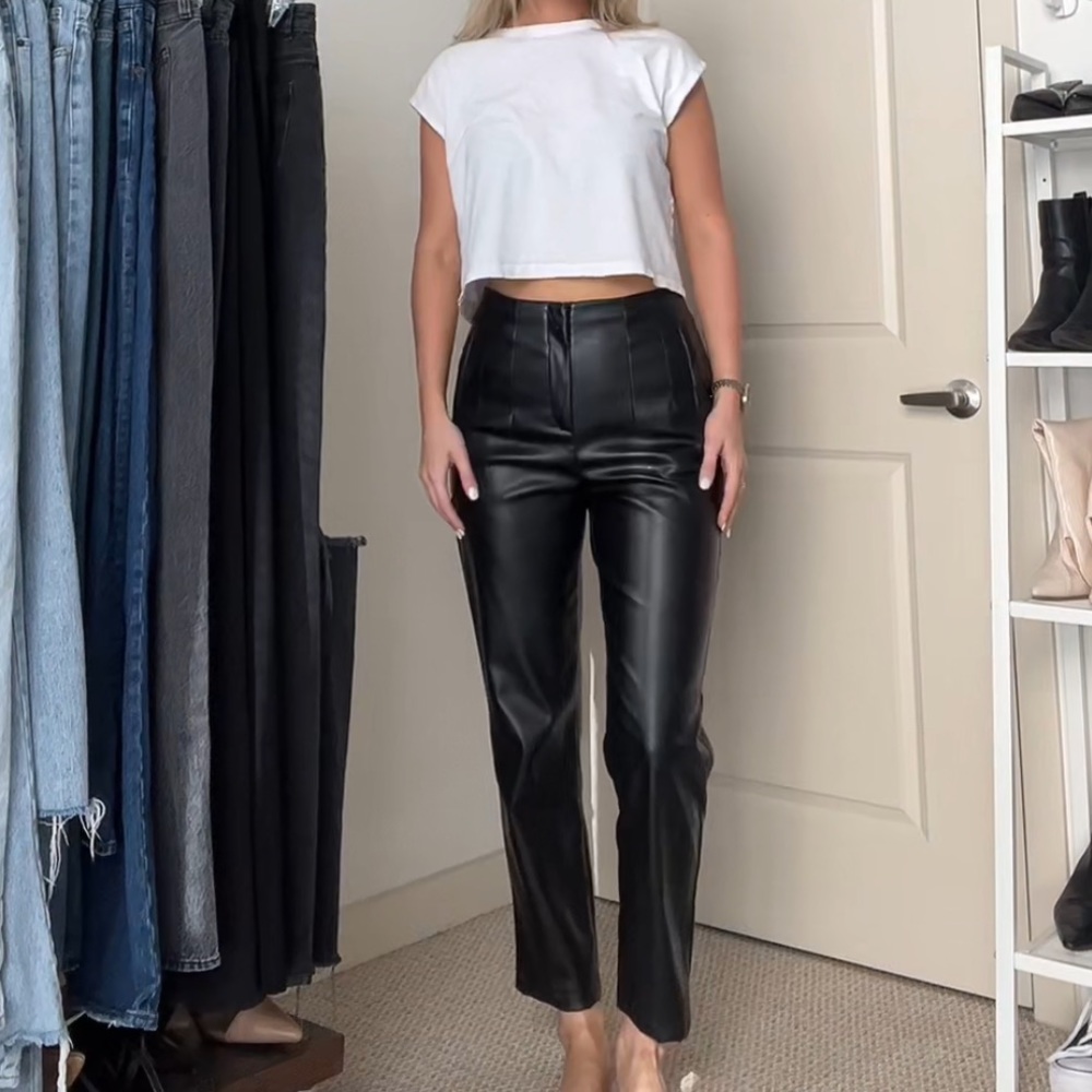 Princess Polly High Waisted Straight Leg Faux Leather Pants